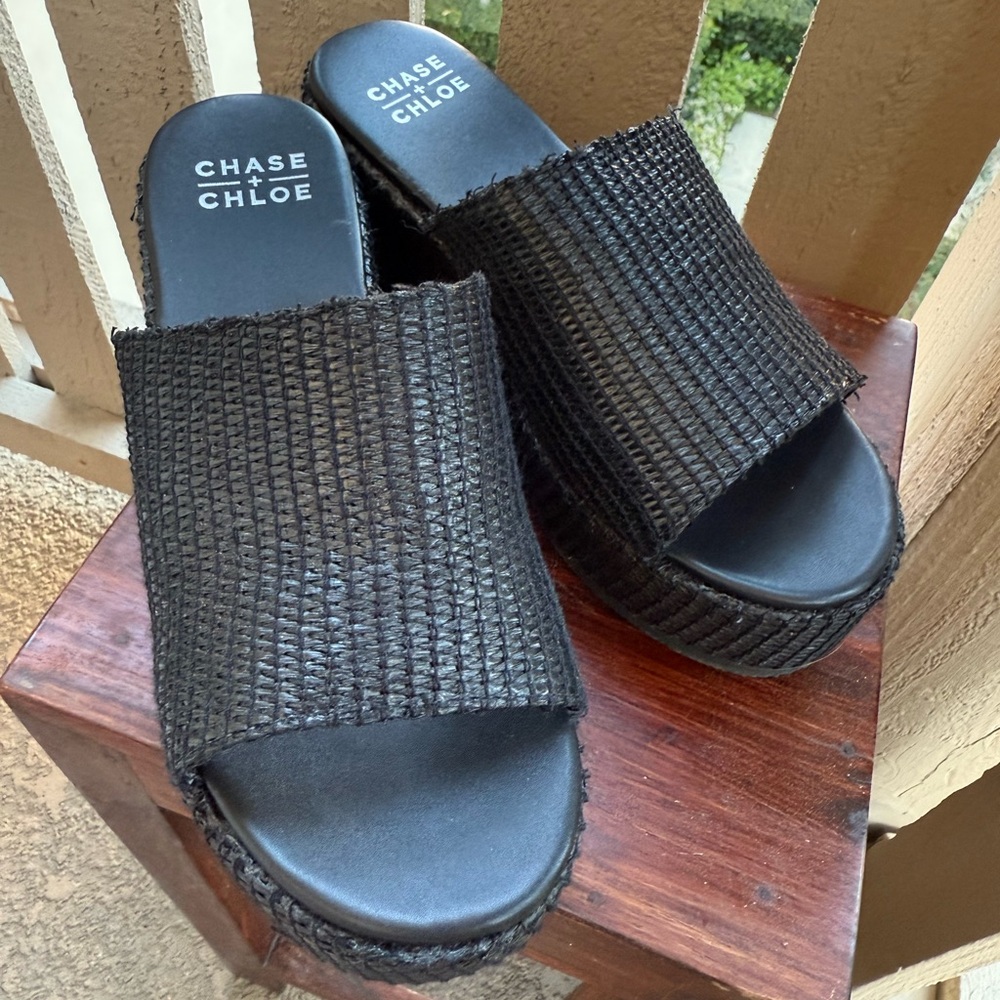 Chase + Chloe Black Woven Platform Shoe - Picture 2 of 12